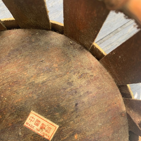 Vintage Iron, Cane & Wood Basket - Picture 11 of 13